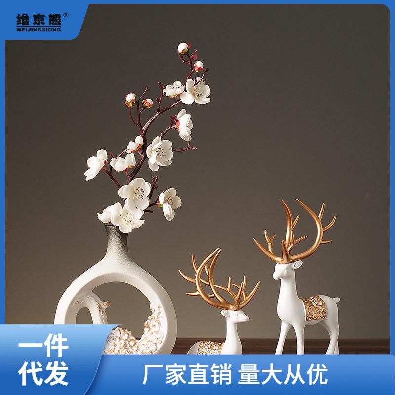 新中式摆件酒柜家居装饰品客厅家装软装工艺品电视柜摆设小创烛优