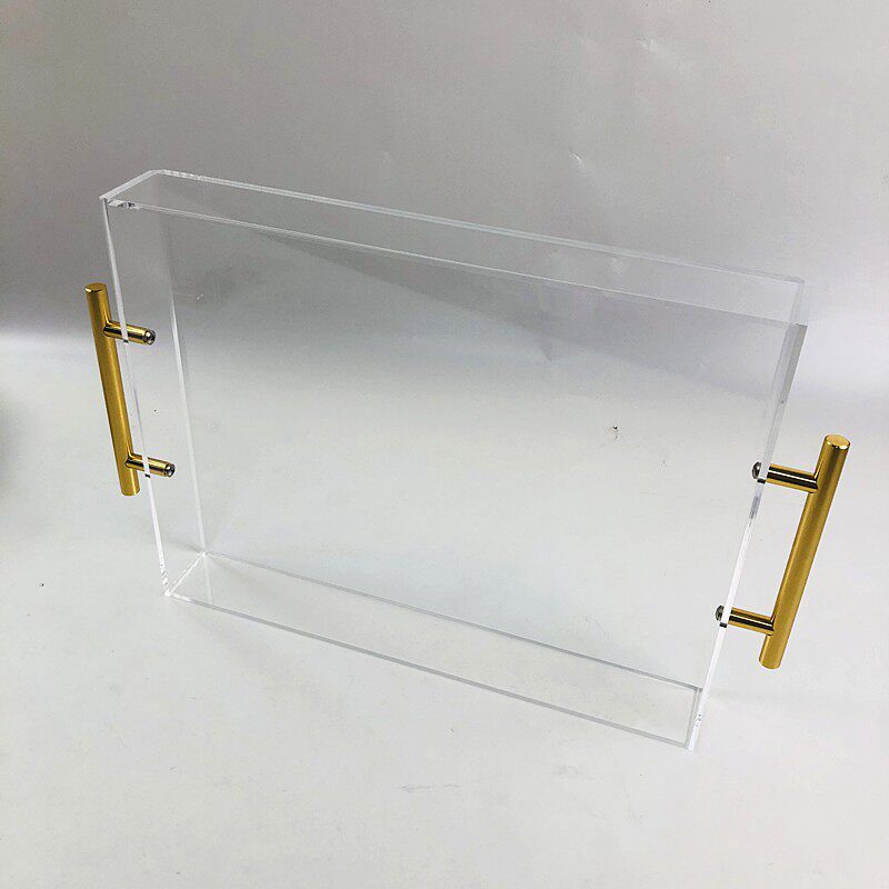 亚克力带手柄托盘透明材质简单耐用收纳水果盘