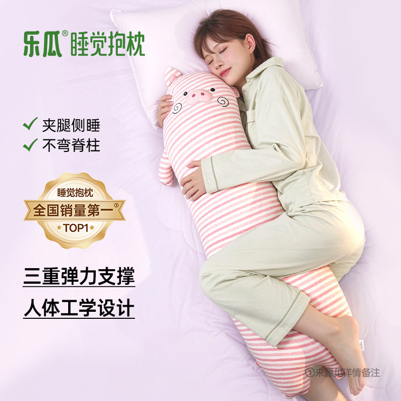 乐瓜睡觉抱枕夹腿女生猪猪轻奢抱睡玩偶公仔床上长条枕可拆洗侧睡