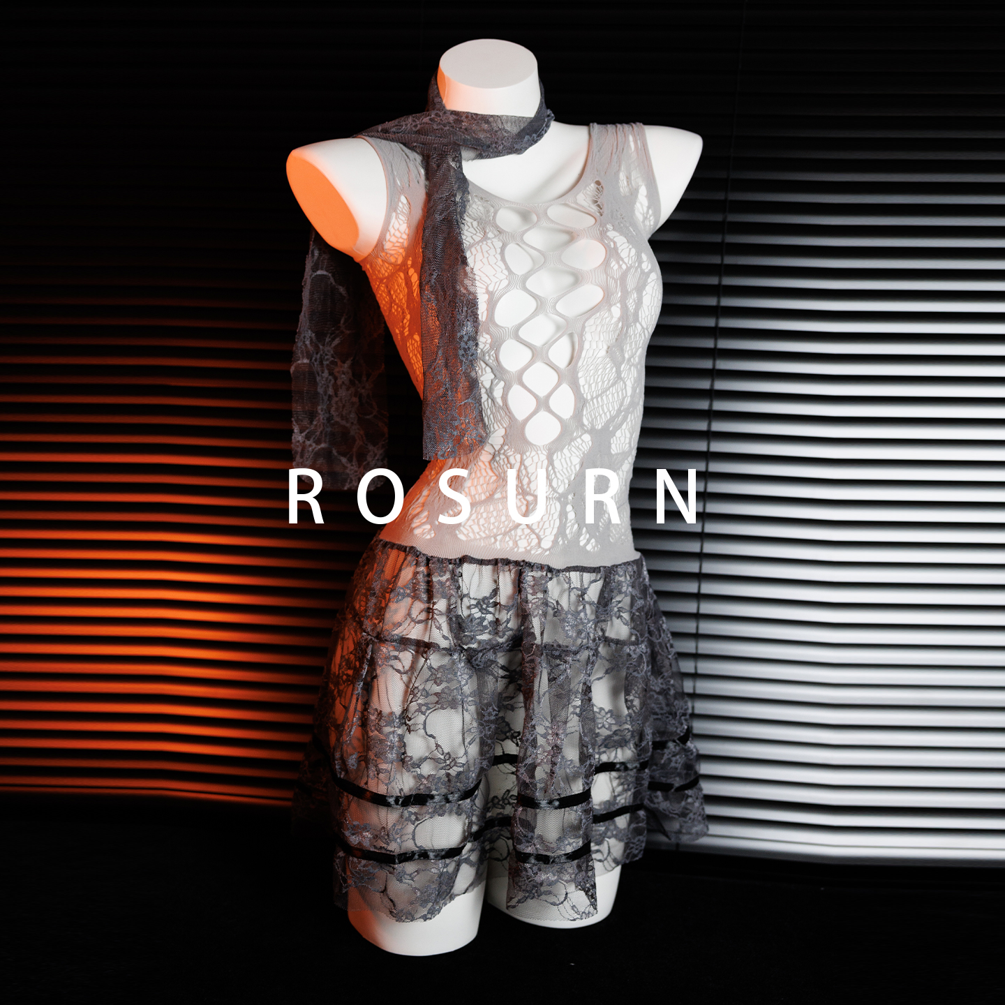 夜曲蔷薇「灰调迷离」性感睡裙jk蕾丝袜小胸cos连体衣套装