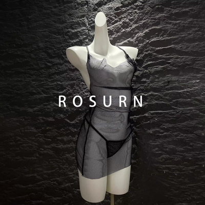 夜曲蔷薇「璀璨尤物」渔网镂空挂脖吊带纯欲睡裙