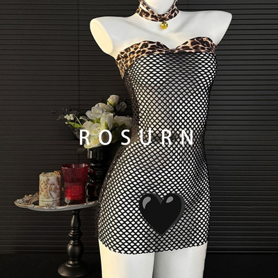 夜曲蔷薇「豹网规则」性感纯欲风豹纹网衣套装包臀裙
