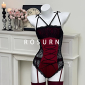 夜曲蔷薇「蜜糖刑具」性感挂脖纯欲蕾丝蝴蝶结透气睡裙辣妹连体衣