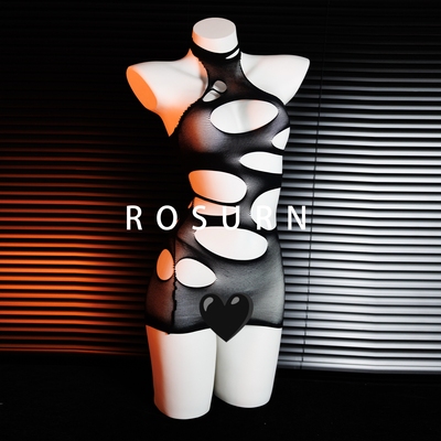 夜曲蔷薇「欲望缠身」千禧镂空辣妹破洞连身袜性感包臀网衣