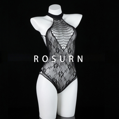 夜曲蔷薇「情欲梦网」性感复古挂脖提花撕撕乐修身连体网衣