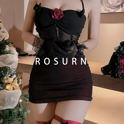 夜曲蔷薇「绯色浪漫」性感吊带辣妹玫瑰御姐睡裙纯欲包臀裙