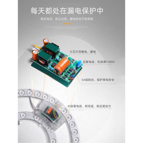 吊扇灯LED替换吸顶灯圆形改造灯板变光灯片灯芯磁吸光源遥控风扇