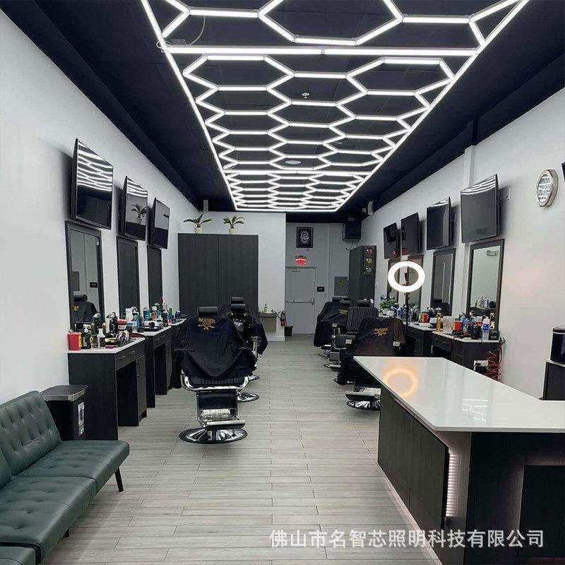 洗车店灯LED蜂窝照明 节能超亮理发店发廊吊顶灯六边形车库灯15孔