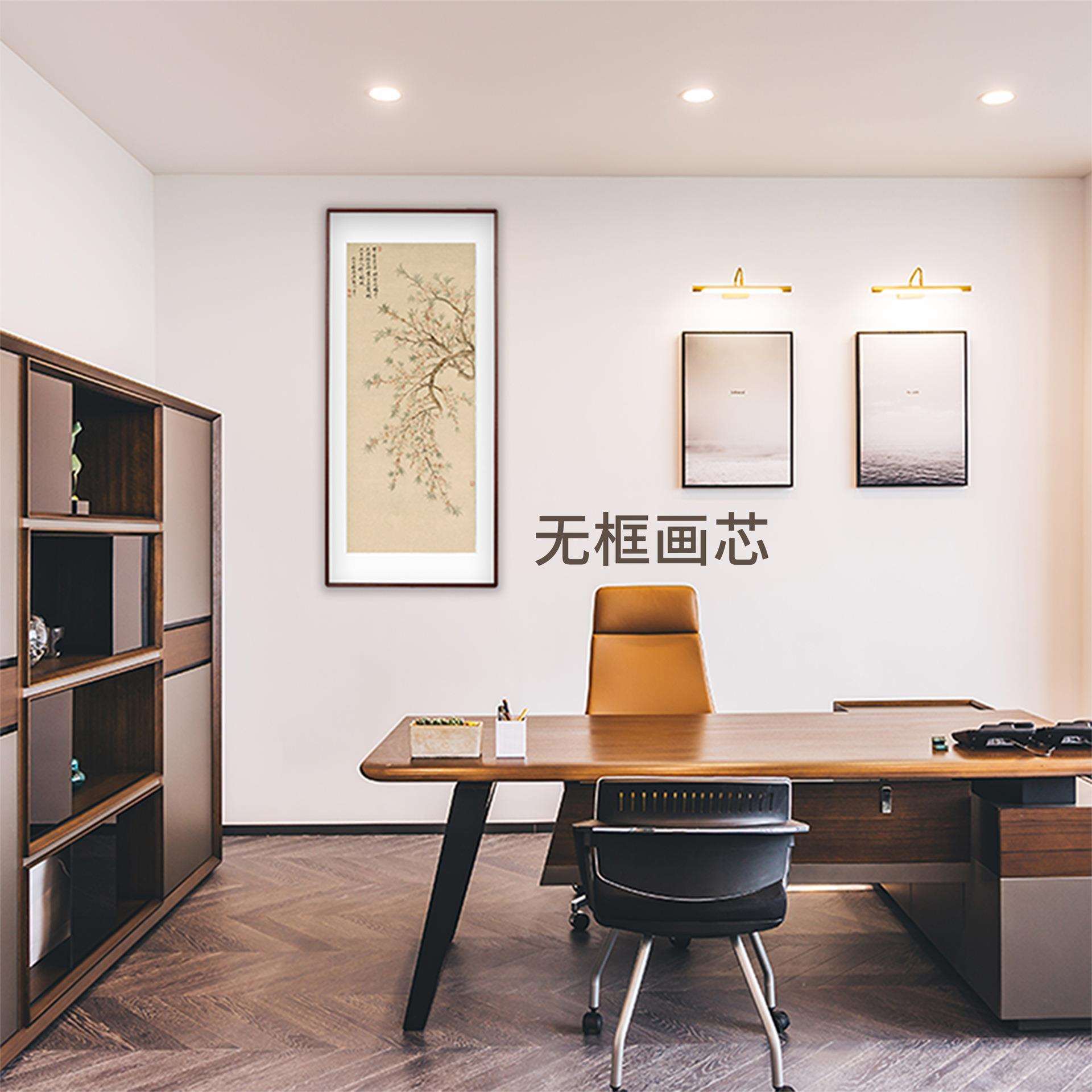 桃花图轴 中式古典花鸟装饰画 客厅玄关挂画 无框画芯国画花鸟画
