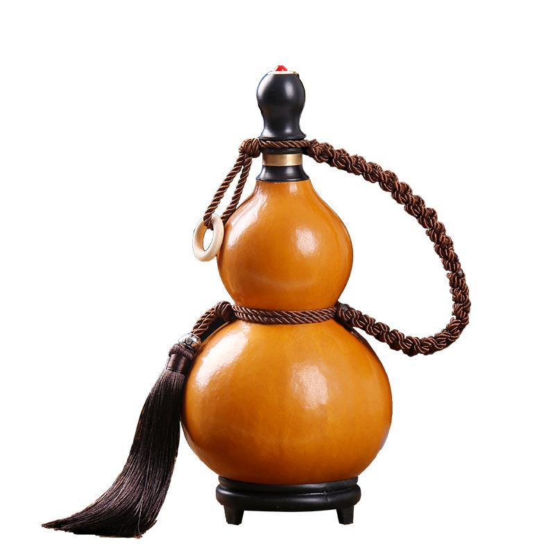 BTV4天然酒葫芦水壶挂件仿古开口装水大小号木塞蜂蜡防渗便携随身