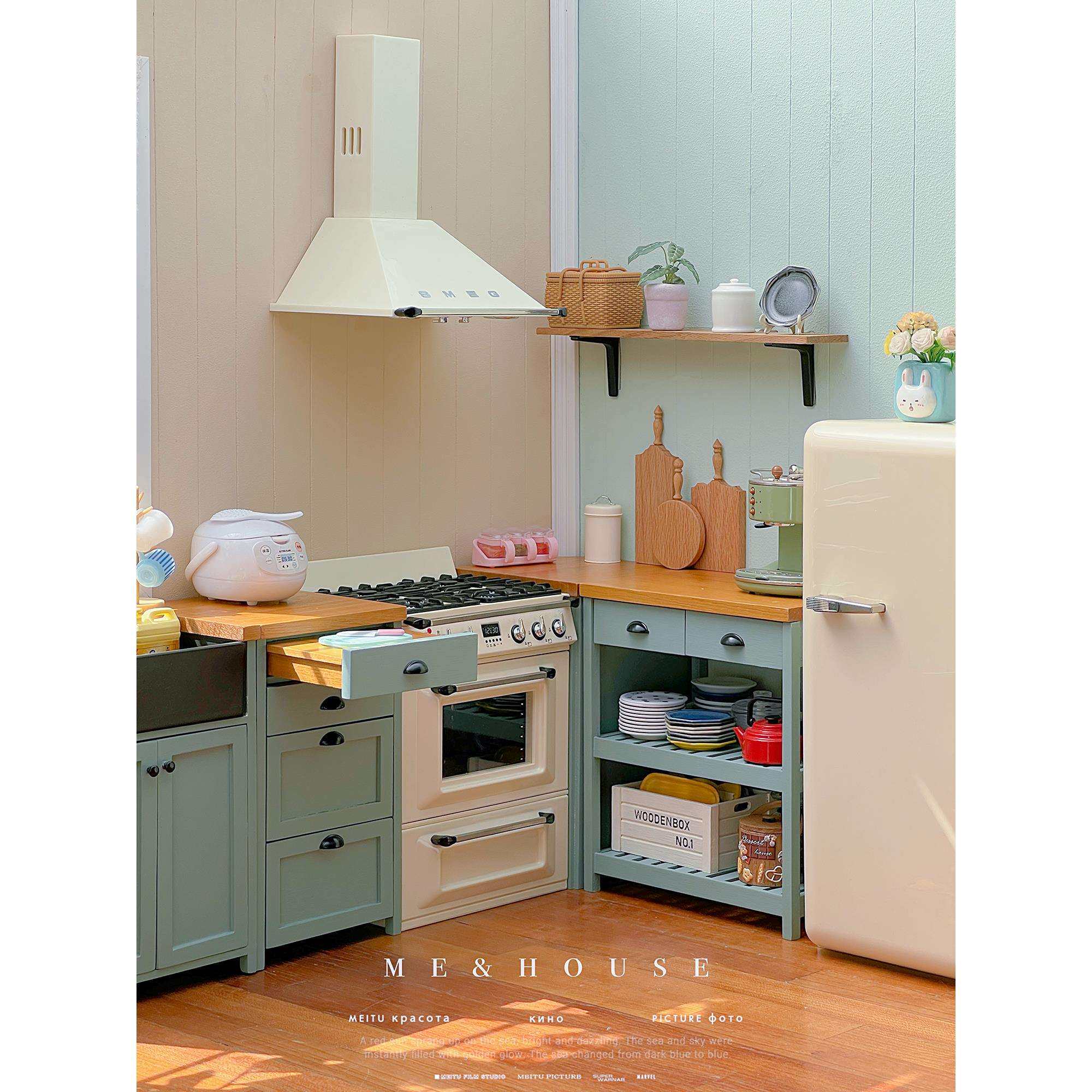 玩具】简易版橱柜/拆单柜 厨房家具6分微缩模型迷你摆件娃屋