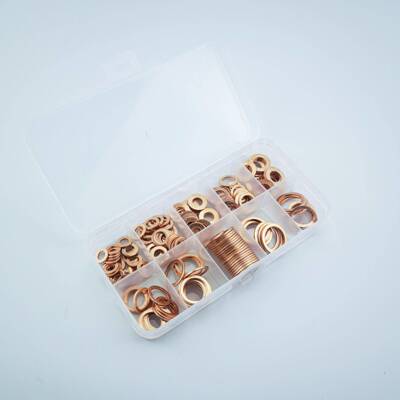铜垫片200PCS紫铜油封垫片盒装垫片平垫圈组合套装密封铜垫圈