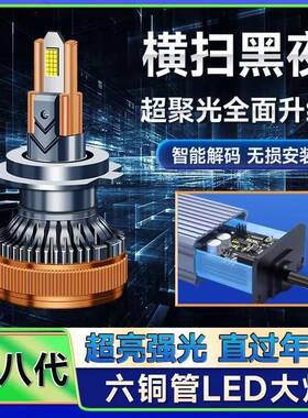 六铜管36颗灯珠超亮led汽车大灯H7改装9005远近一体H4聚光24V货车