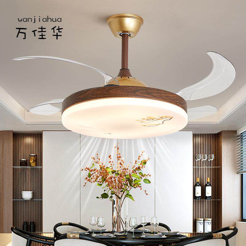 万华灯饰新中式隐形风扇灯2025新款中古风客厅餐厅卧室书房灯具