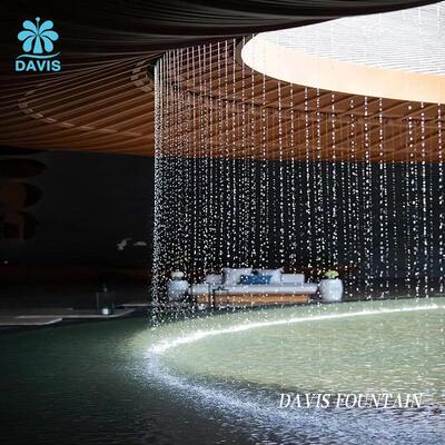 不钢瀑布出水口水锈墙一体滴落291地线性幕拉线雨大型户外流水