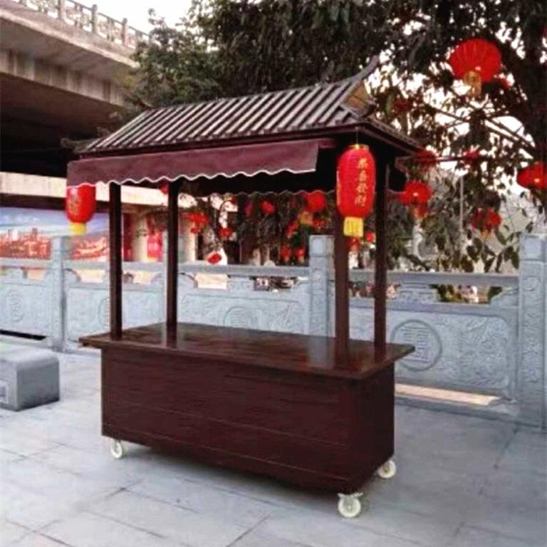 防腐木位售货291车商业街景区移摊摊摆售卖餐车木制花车仿古小动
