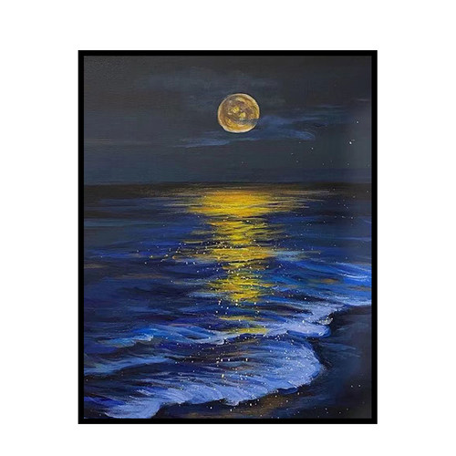 油画日落风景晚霞手工手填充绘涂色油彩画丙烯画饰挂画