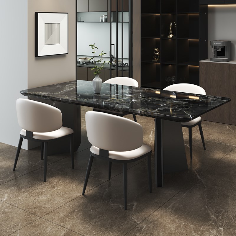 不锈钢大理石餐桌全托底板轻奢意式极简现代简约家用小户型吃饭桌