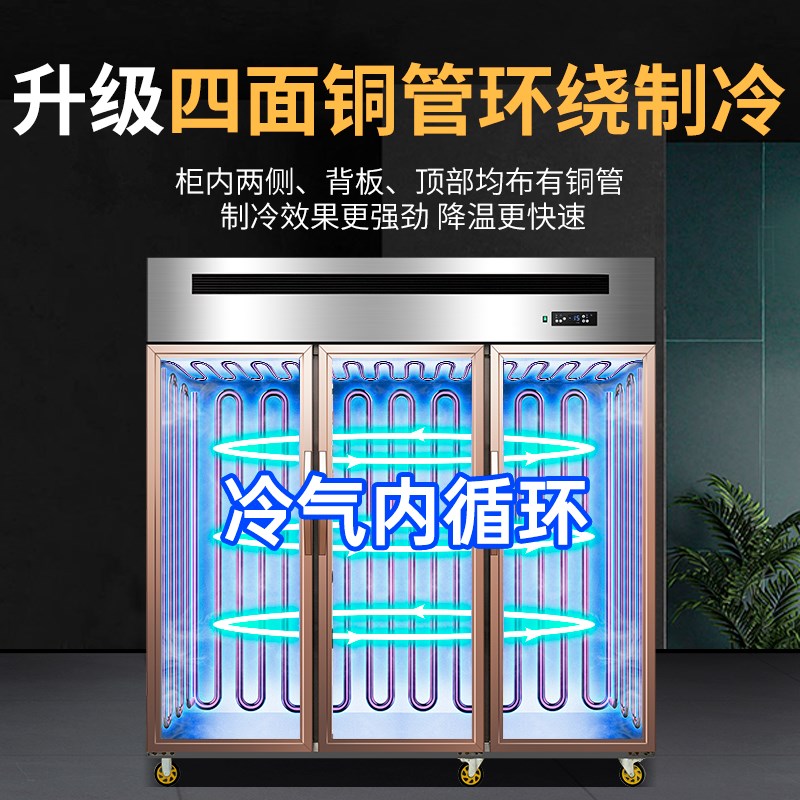 索歌三门冷藏展示柜风冷冷冻商用麻辣烫炸串烧烤串串蔬菜保鲜柜