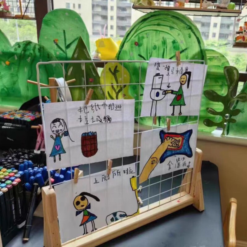幼儿园美工区作品展示架铁艺网格夜市摆地摊位挂小饰品首饰挂架子