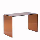 茶色玻璃办公笔记本电脑桌长台式 卧室写字台书桌