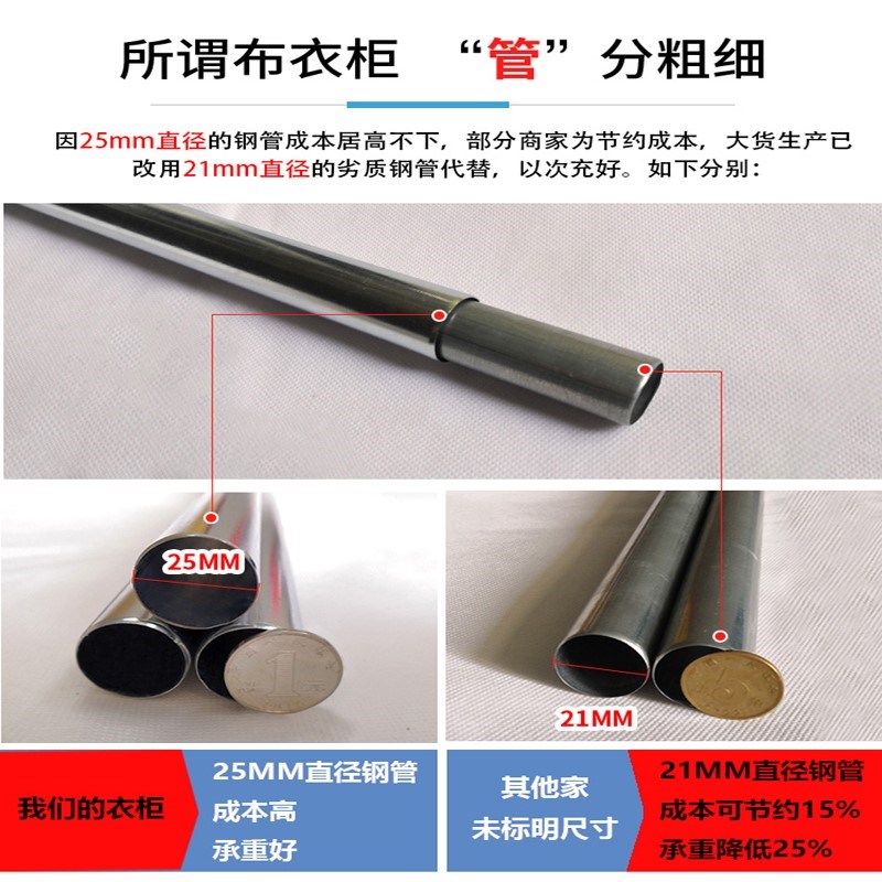 布卧室钢管结实耐用出租房用超大号牛津布挂衣橱