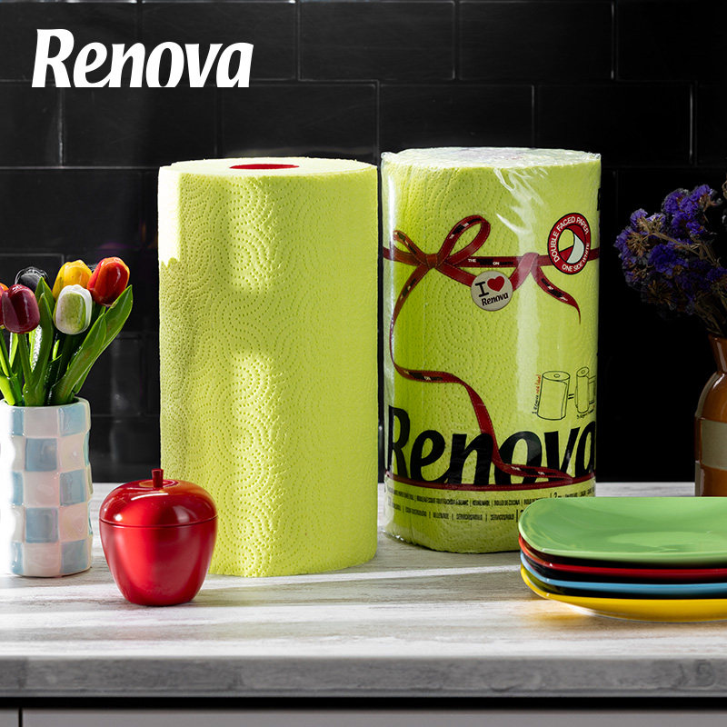 Renova绿色厨房纸吸水锁油不掉色