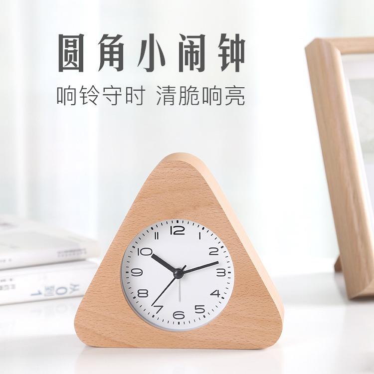 清木闹钟学生静音床头创意简约木质台钟个性夜光儿童卧室音乐闹钟