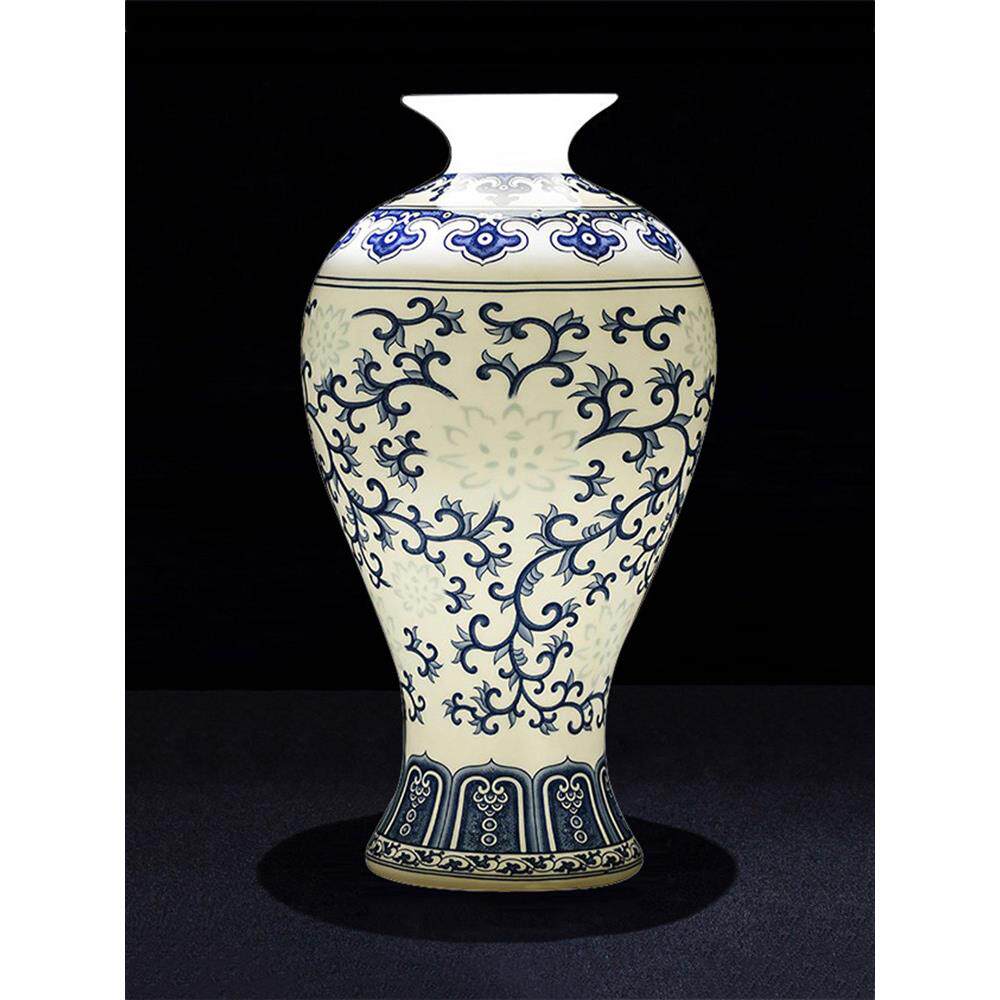 高档花瓶陶瓷景德镇青花瓷轻奢瓷器中式客厅工艺品装饰品摆件插花