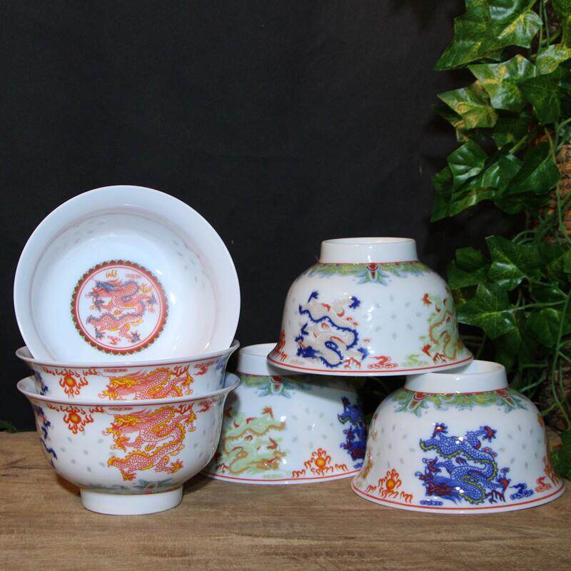 青花瓷碗套装4.5英寸中式复古家用米饭碗景德镇釉下彩中国风餐具