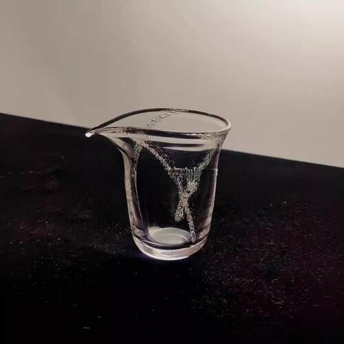 高档手工星河玻璃公道杯雨落气泡公道杯家用耐热公杯茶海储水茶具