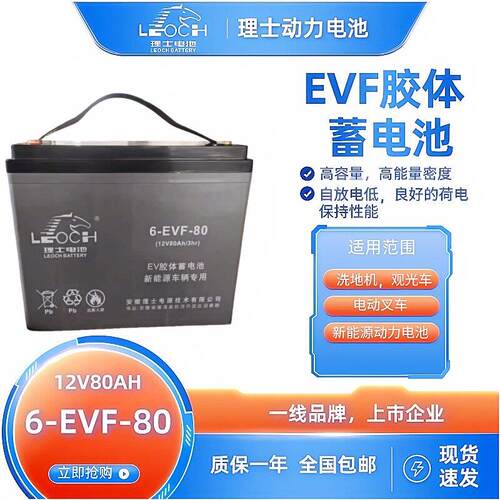 理士动力蓄电池EV胶体动力电池6-EVF-80电动叉车铅酸动力电瓶12V