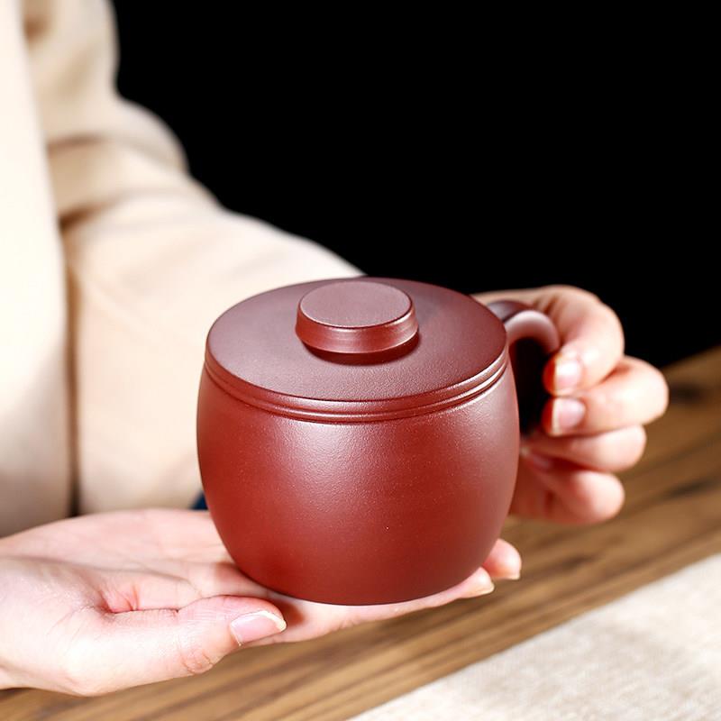 宜兴原矿紫砂茶杯全手工茶杯隔舱茶水大容量过滤杯盖杯办公室杯子
