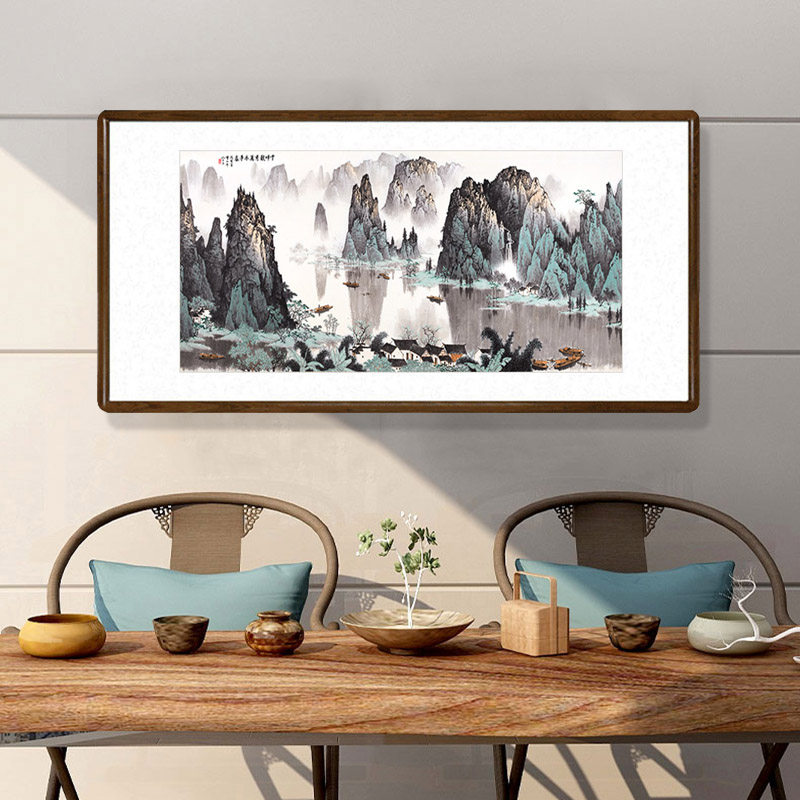 白雪石千峰竞秀国画山水画新客厅背景墙装饰画书房办公室挂画