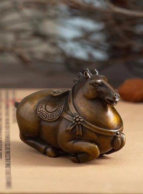 黄铜马上钱生肖马男士把玩家居装饰茶宠小