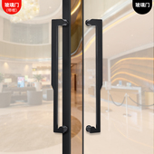 无框仿古木门对门推拉门房门现代黑色大门把手