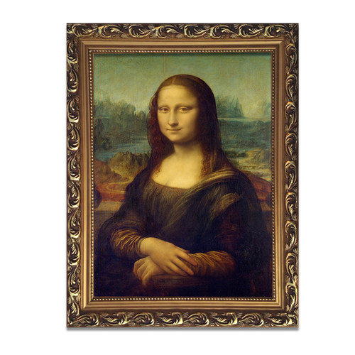 蒙娜丽莎的微笑挂画装饰画竖名励志画像书房装饰壁画油画