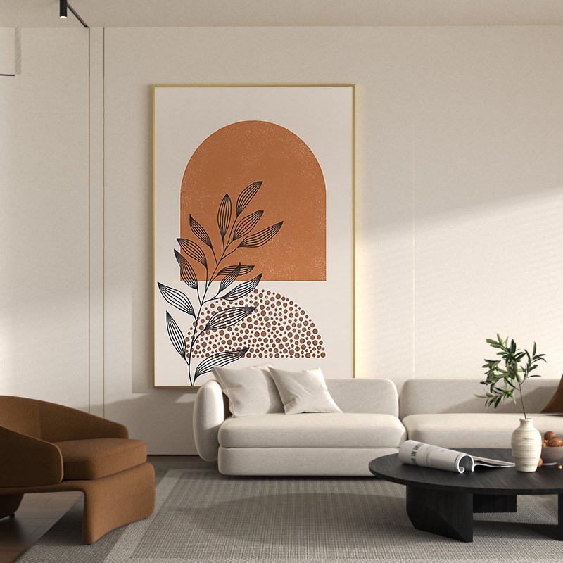 大地色植物入户玄关装饰画客厅落地画楼梯间挂画艺术画走廊过道画图片