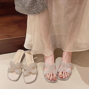 珍珠水钻拖鞋 2024年新款 韩版 夏季 女外穿 ins仙女凉拖网红一字拖鞋