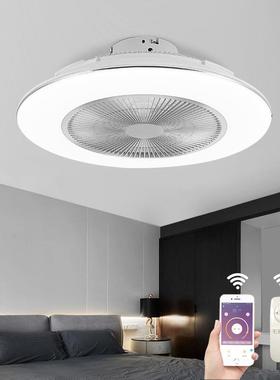 现代简约风扇吸顶灯lled小客厅卧室餐厅隐形超薄风扇灯北欧灯