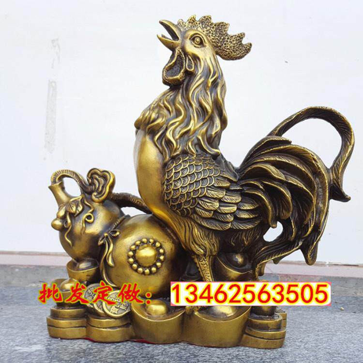 厂家直销大号铜公鸡摆件 葫芦鸡生肖鸡金钱鸡元宝鸡客厅风水铜器