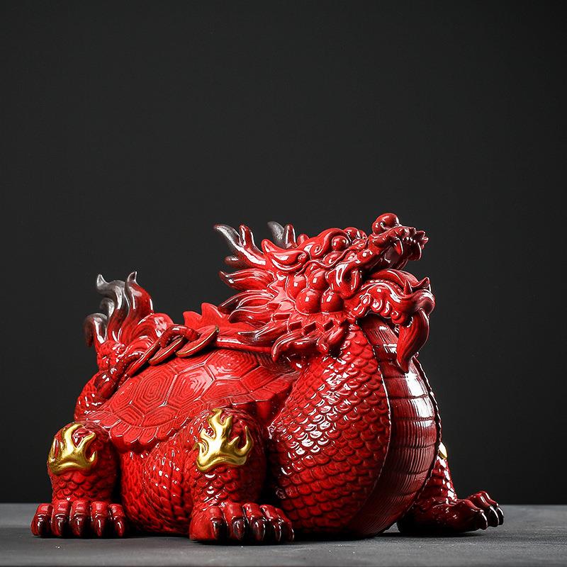 曾国清大师麒麟龙龟貔貅陶瓷摆件客厅玄关酒柜装饰摆设工艺收藏品