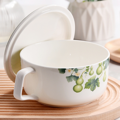 金岚玉骨瓷带把大号手柄碗