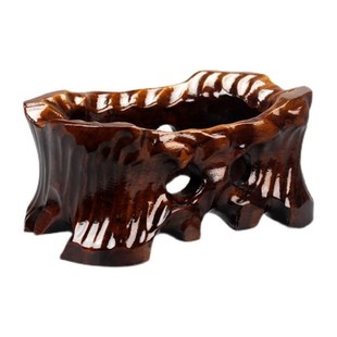 泰山石灵璧石奇石凹槽底座实木质规则石头挖槽木托架子