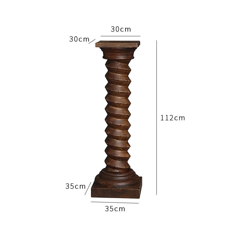 形上螺旋木底座查尔斯法式雕塑台柱子落地做旧侘寂艺术装饰柱摆件