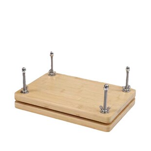 手工di松木缝书夹纸压器手工书本装订工具压板夹子木质打孔机