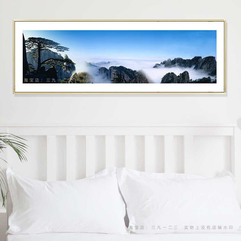 山水风景装饰画迎客松客厅沙发背景墙日出挂画卧室宾馆民宿墙壁画