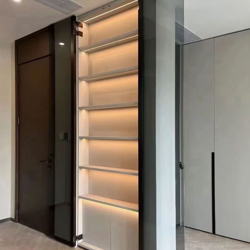 单边四边针式铰链铝合金钢化玻璃门衣柜门酒柜门书柜门定制