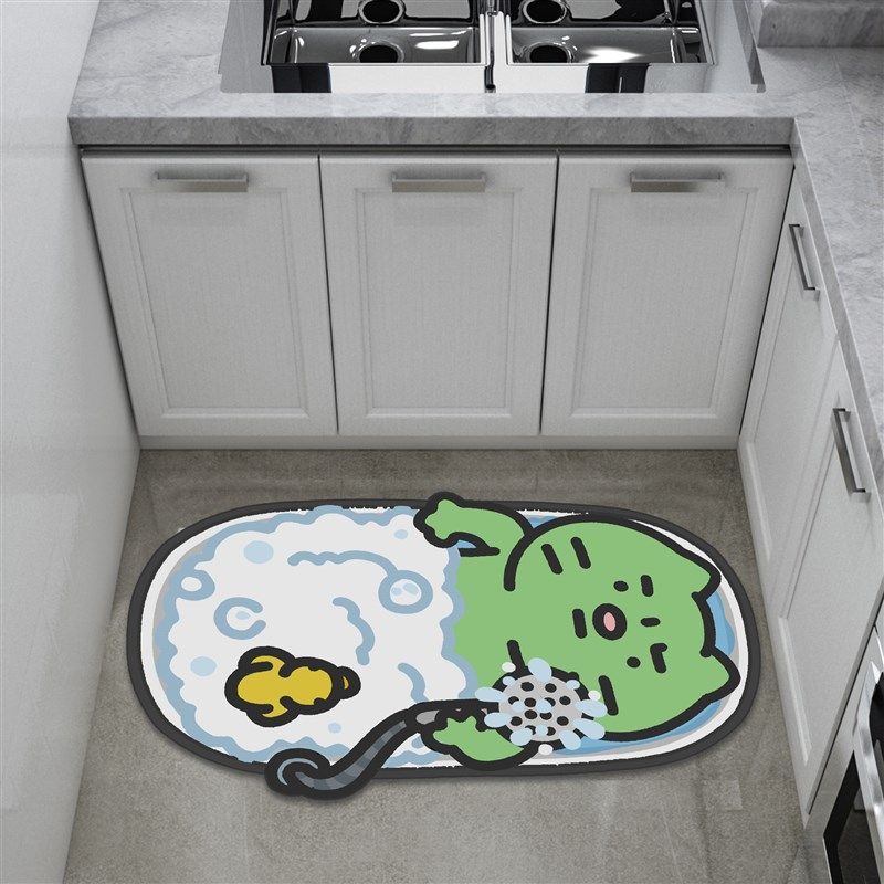 焦绿猫浴室硅藻泥地垫 必易防滑防潮速干异形卫生间浴室吸水