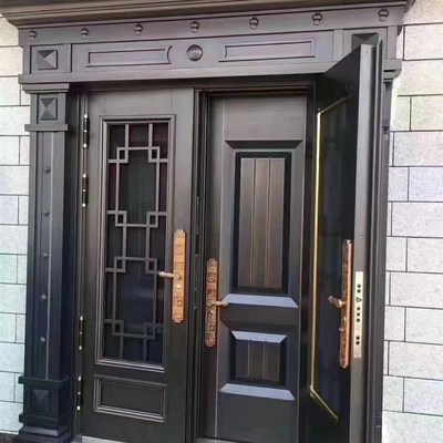 自建房防盗门入户家用进户门仿铜门农村别墅大门门锌合金乡村